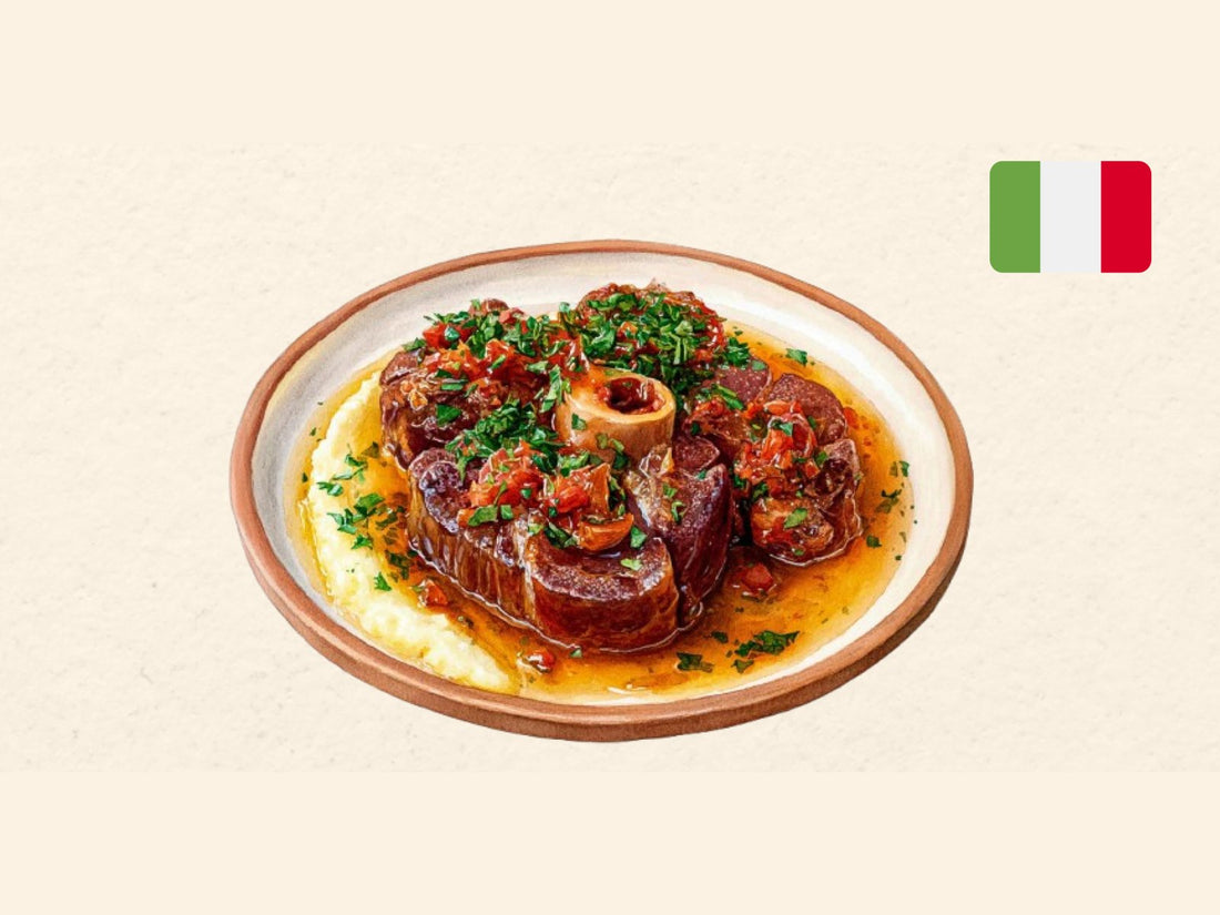 Osso Buco with Gremolata illustration from the Kitchen Impossible card