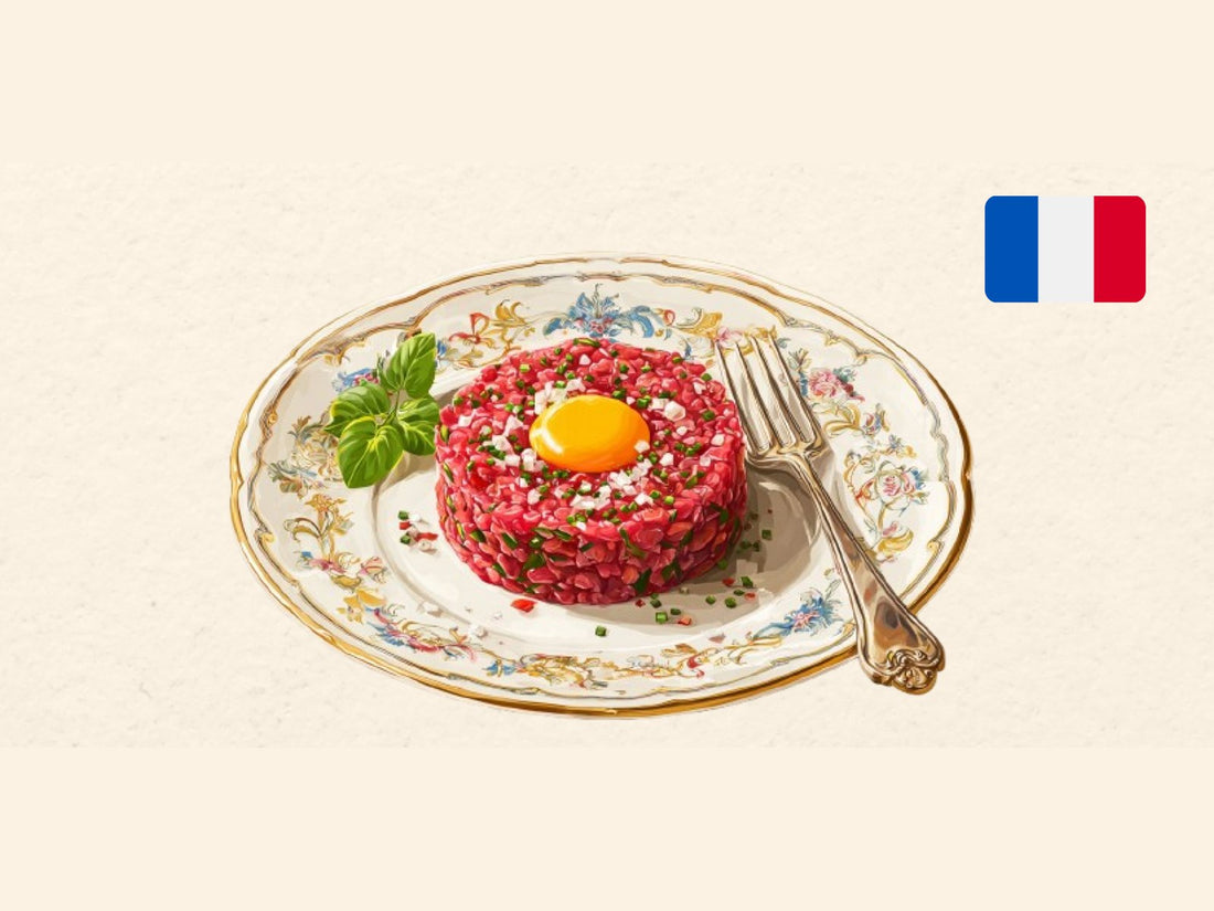 Steak Tartare with Bone Marrow and Quail Egg illustration from the Kitchen Impossible card